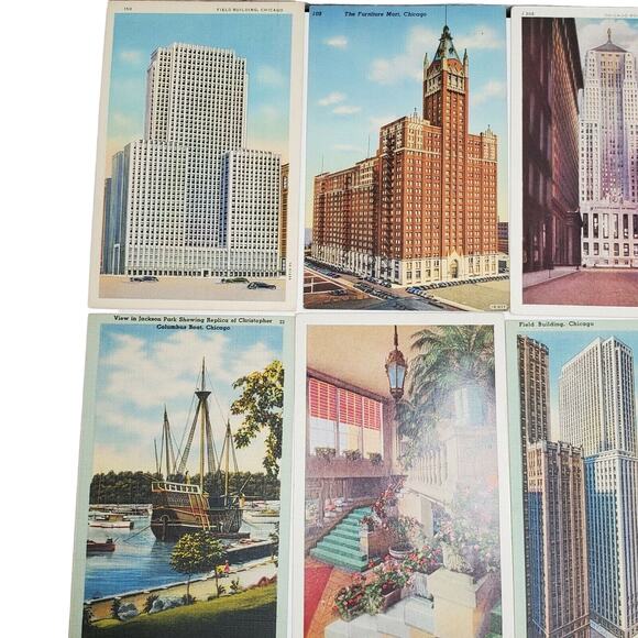 17 Chicago Postcard Lot Monument Edgewater Hotel Field Building Variety - Picture 3 of 10